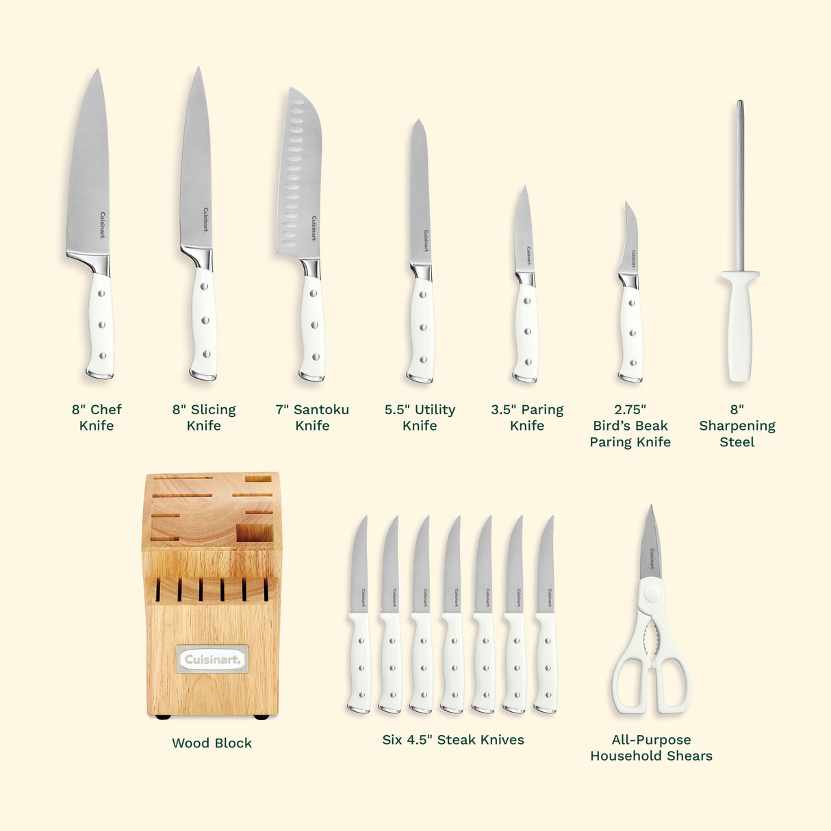 Cuisinart® Triple Rivet 15 Piece Knife Block Set